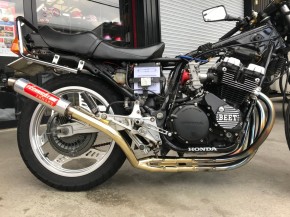 CBX400F 不銹鋼真鍮管 4-2-1管 取り付け例 ストレートタイプ｜旧車